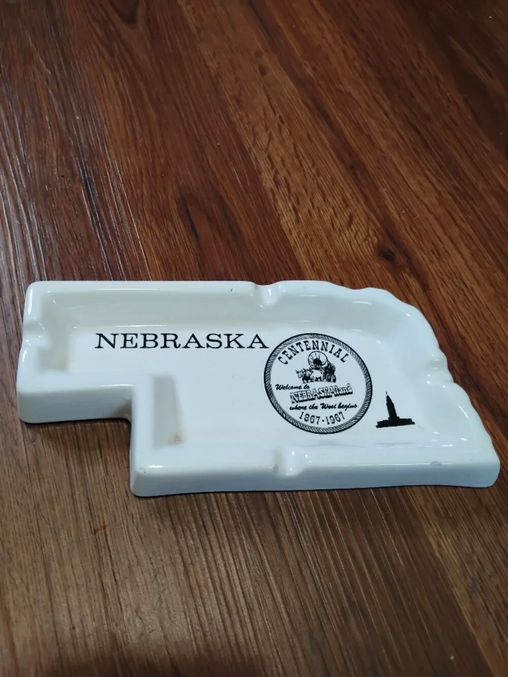Vintage Klay Kraft Nebraska Centennial Ashtray Trinket Dish Ceramic